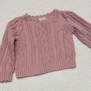 GAP x LoveShackFancy Dusty Pink Cable Knit Sweater